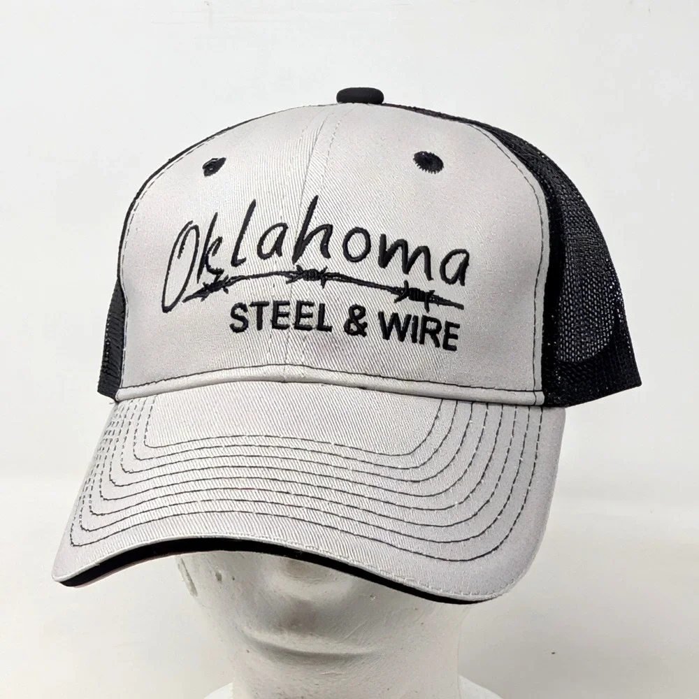 Oklahoma Steel & Wire Trucker Hat Grey Black Mesh Back Adjustable Cap OSFM